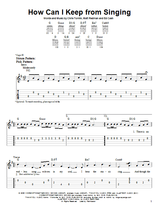 How Can I Keep From Singing (Easy Guitar Tab) von Chris Tomlin