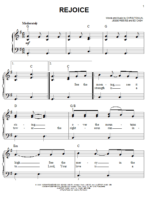 Rejoice (Easy Piano) von Chris Tomlin