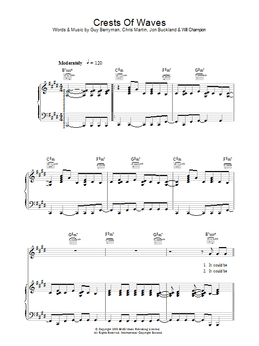 Crests Of Waves (Piano, Vocal & Guitar Chords) von Coldplay
