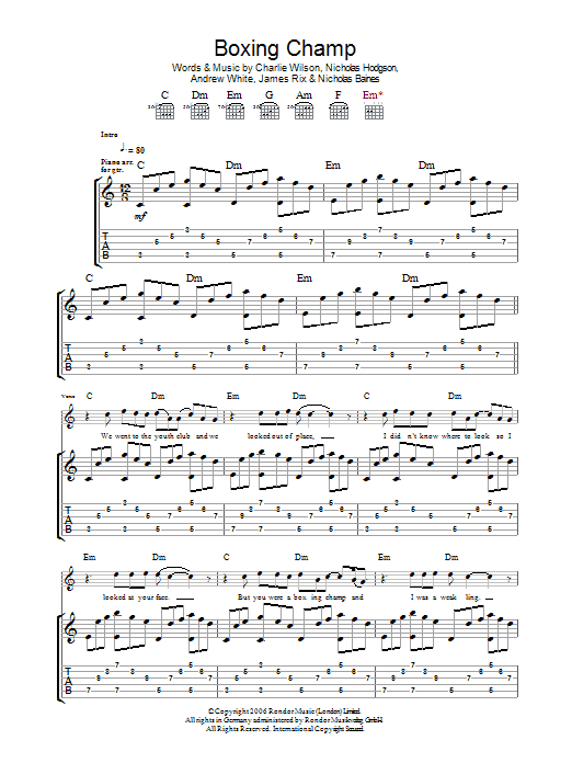 Boxing Champ (Guitar Tab) von Kaiser Chiefs