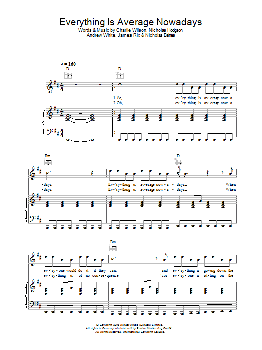Everything Is Average Nowadays (Piano, Vocal & Guitar Chords) von Kaiser Chiefs