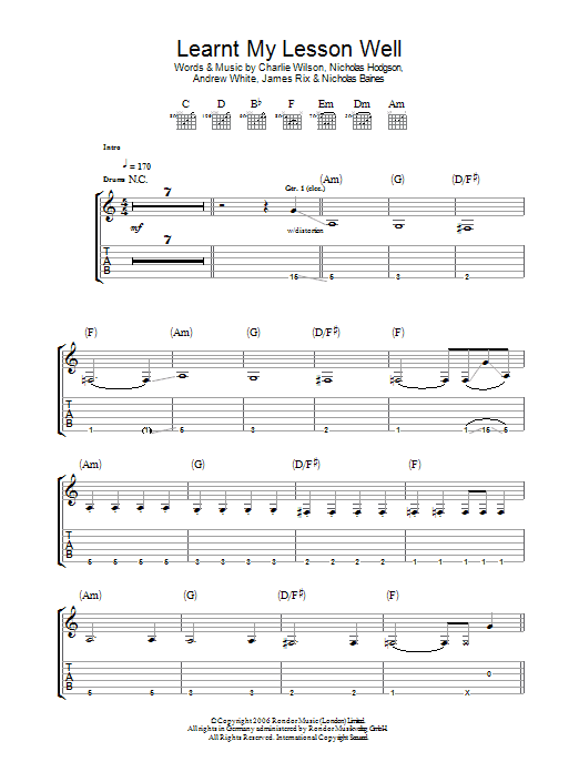 Learnt My Lesson Well (Guitar Tab) von Kaiser Chiefs