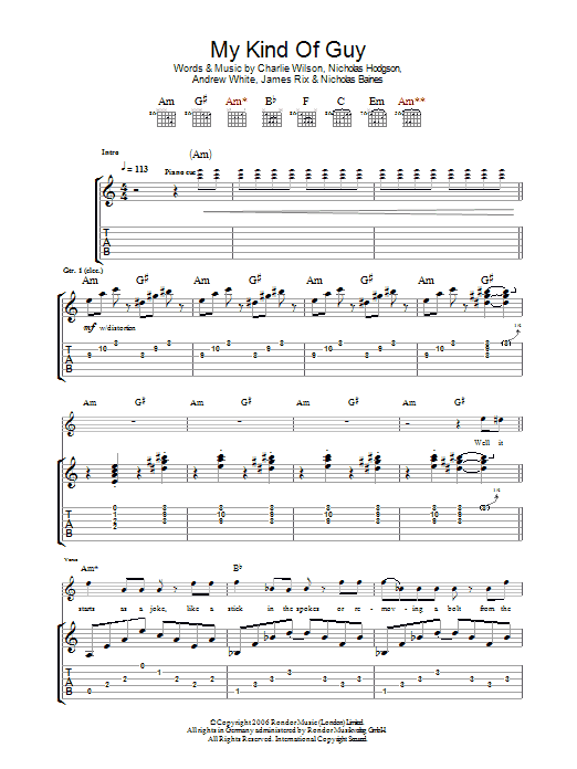 My Kind Of Guy (Guitar Tab) von Kaiser Chiefs