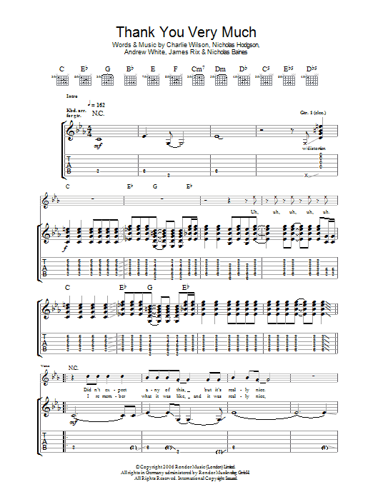 Thank You Very Much (Guitar Tab) von Kaiser Chiefs