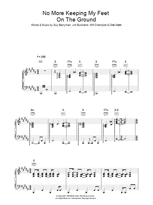 No More Keeping My Feet On The Ground (Piano, Vocal & Guitar Chords) von Coldplay