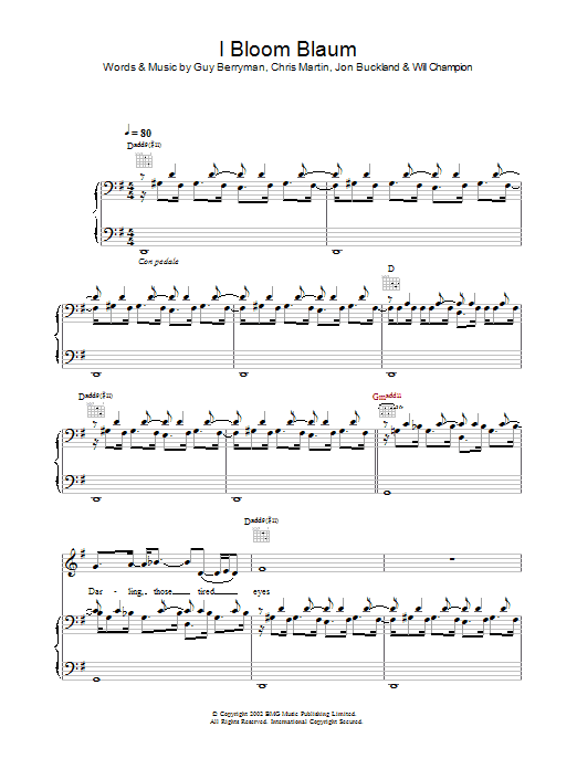 I Bloom Blaum (Piano, Vocal & Guitar Chords) von Coldplay