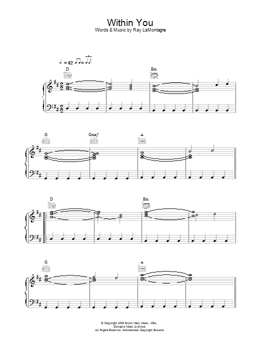 Within You (Piano, Vocal & Guitar Chords) von Ray LaMontagne