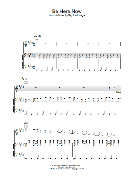 Be Here Now (Piano, Vocal & Guitar Chords) von Ray LaMontagne