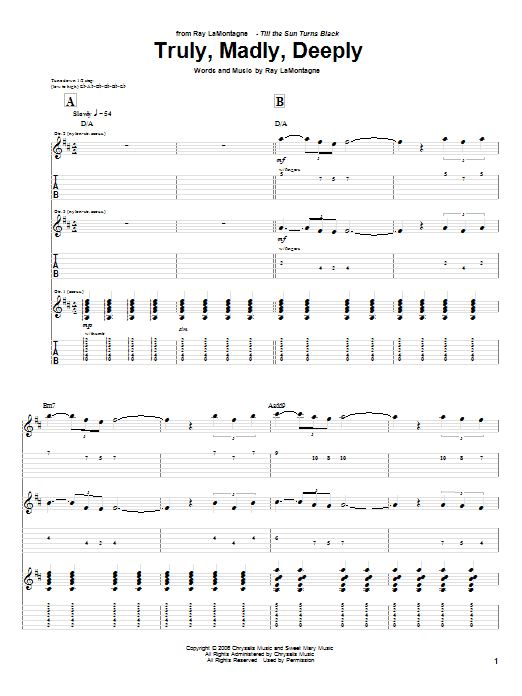 Truly, Madly, Deeply (Guitar Tab) von Ray LaMontagne