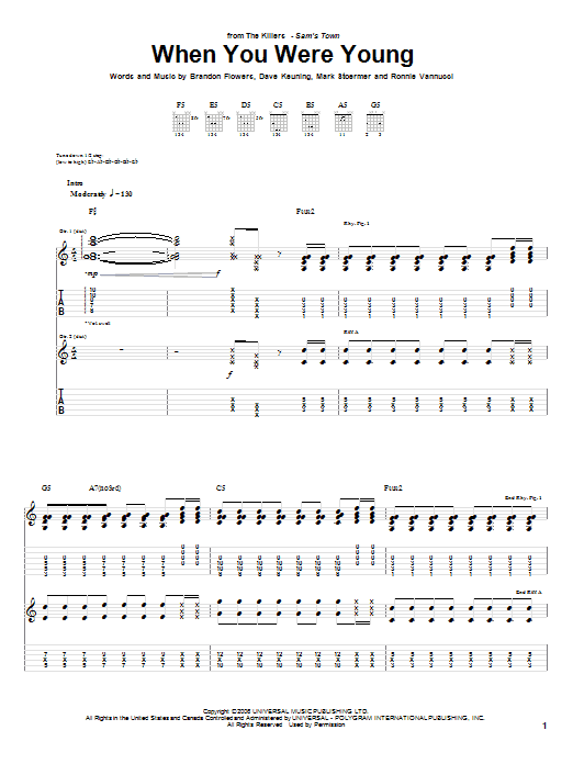 When You Were Young (Guitar Tab) von The Killers