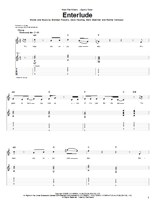 Enterlude (Guitar Tab) von The Killers