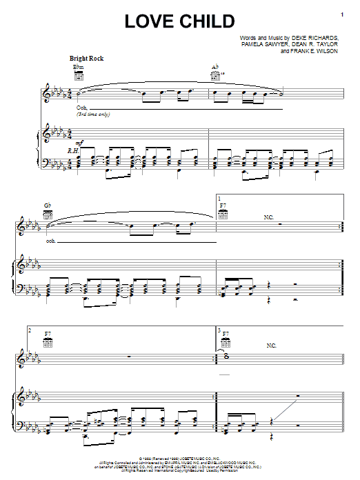 Love Child (Piano, Vocal & Guitar Chords (Right-Hand Melody)) von The Supremes