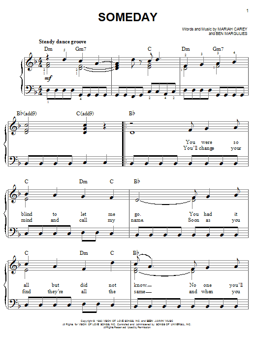 Someday (Easy Piano) von Mariah Carey