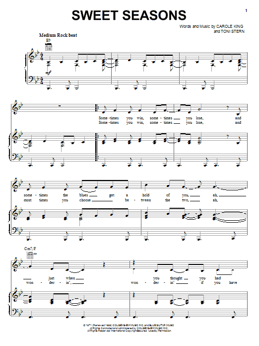 Sweet Seasons (Piano, Vocal & Guitar Chords (Right-Hand Melody)) von Carole King