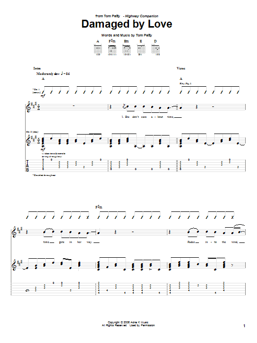 Damaged By Love (Guitar Tab) von Tom Petty