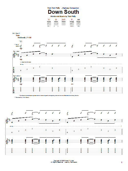 Down South (Guitar Tab) von Tom Petty