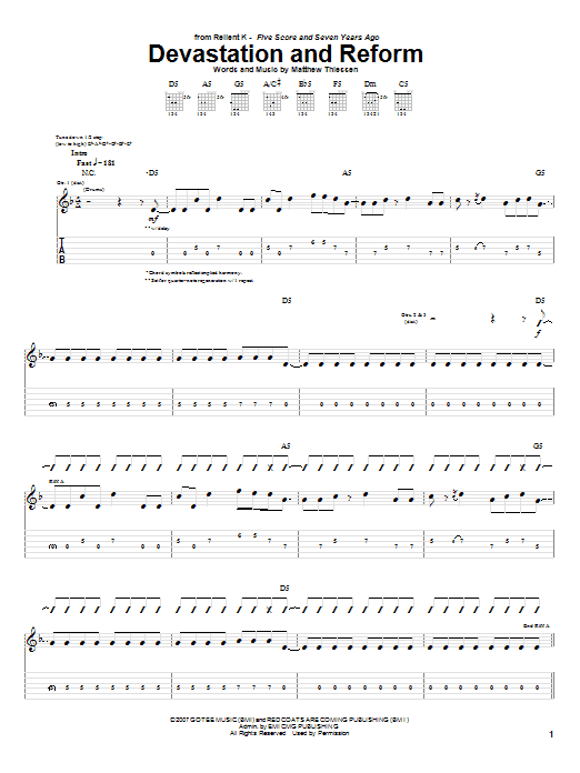 Devastation And Reform (Guitar Tab) von Relient K