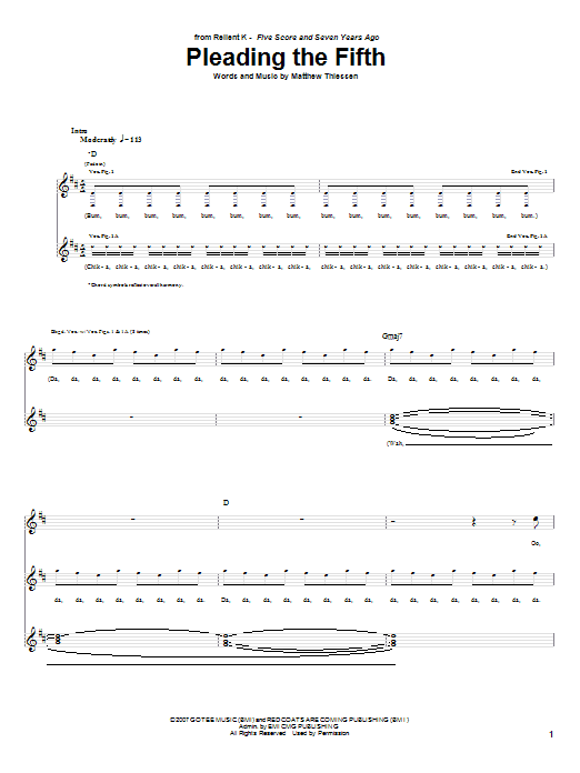 Pleading The Fifth (Guitar Tab) von Relient K