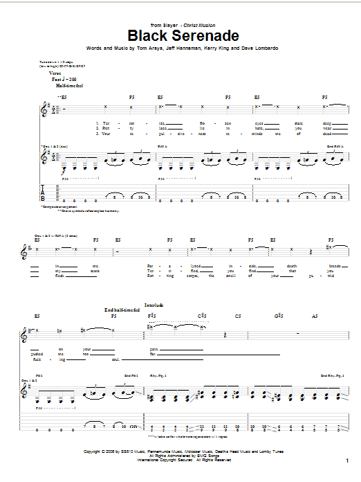 Black Serenade (Guitar Tab) von Slayer