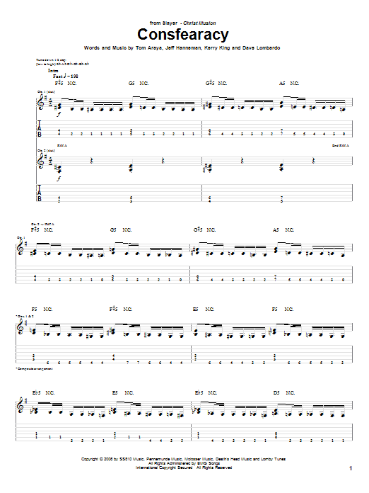 Consfearacy (Guitar Tab) von Slayer