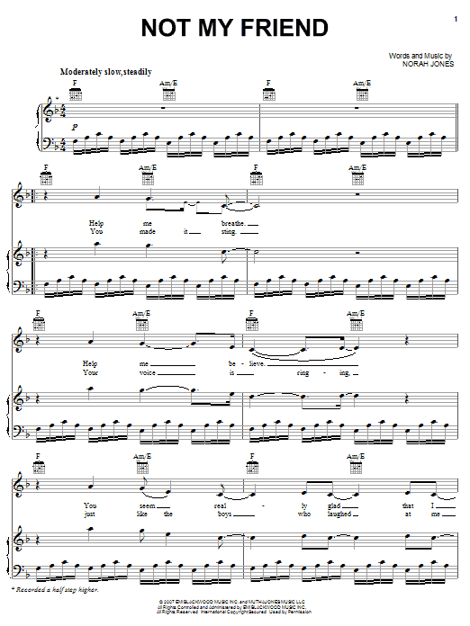 Not My Friend (Piano, Vocal & Guitar Chords (Right-Hand Melody)) von Norah Jones