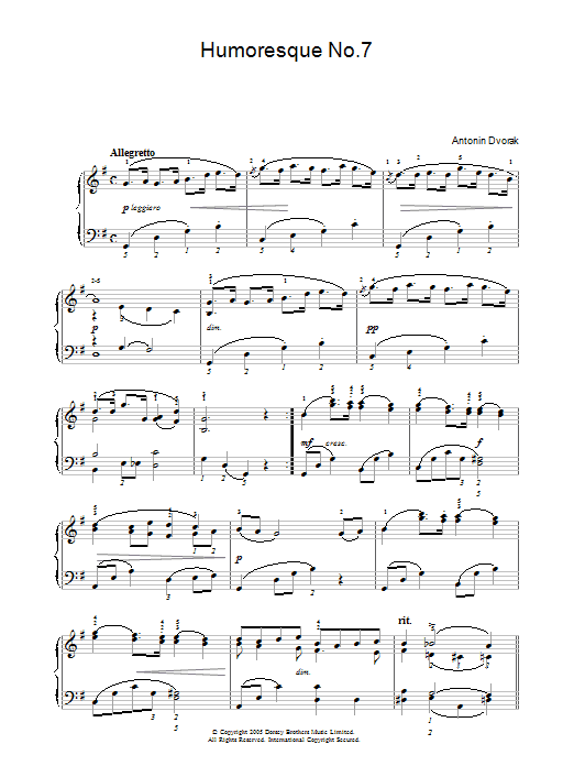 Humoresque (Piano Solo) von Antonin Dvorak