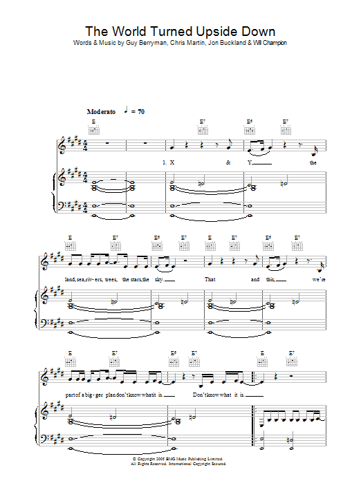 The World Turned Upside Down (Piano, Vocal & Guitar Chords) von Coldplay