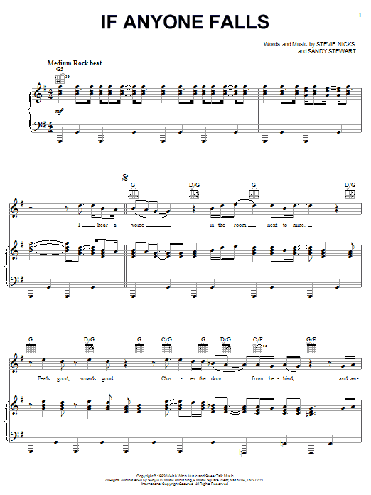 If Anyone Falls (Piano, Vocal & Guitar Chords (Right-Hand Melody)) von Stevie Nicks