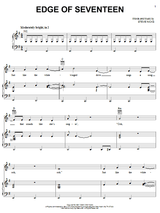 Edge Of Seventeen (Piano, Vocal & Guitar Chords (Right-Hand Melody)) von Stevie Nicks