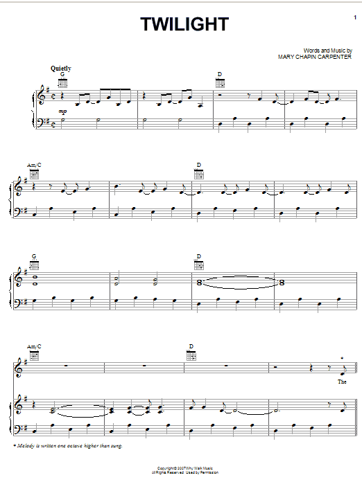 Twilight (Piano, Vocal & Guitar Chords (Right-Hand Melody)) von Mary Chapin Carpenter