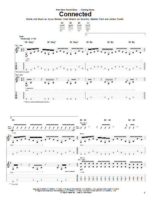 Connected (Guitar Tab) von New Found Glory