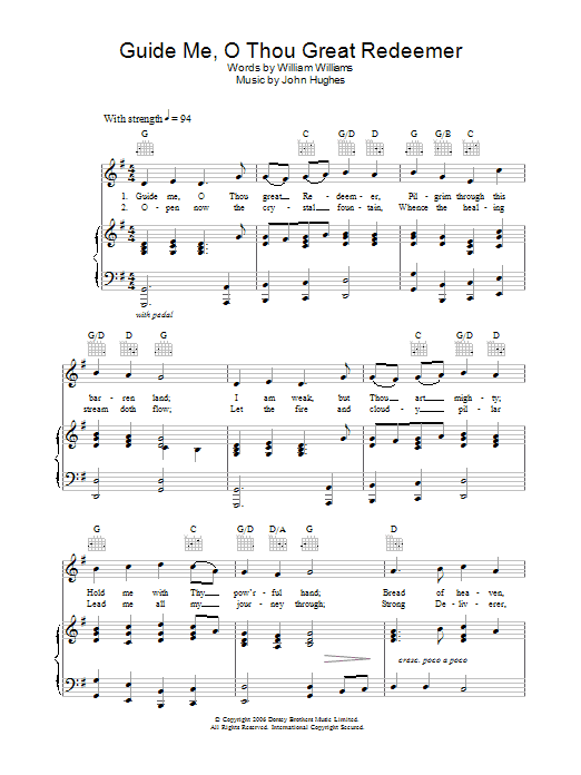 Guide Me, O Thou Great Redeemer (Piano, Vocal & Guitar Chords) von William Williams