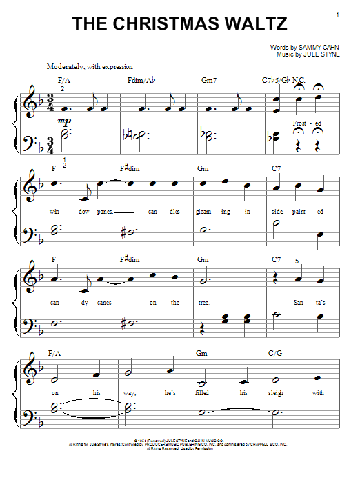 The Christmas Waltz (Big Note Piano) von Sammy Cahn