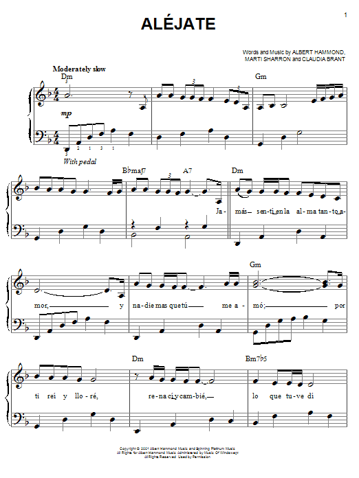 Alejate (Easy Piano) von Josh Groban