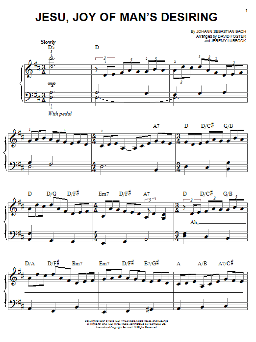 Jesu, Joy Of Man's Desiring (Easy Piano) von Josh Groban