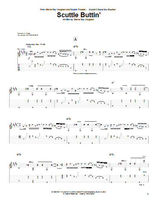 Scuttle Buttin' (Guitar Tab) von Stevie Ray Vaughan