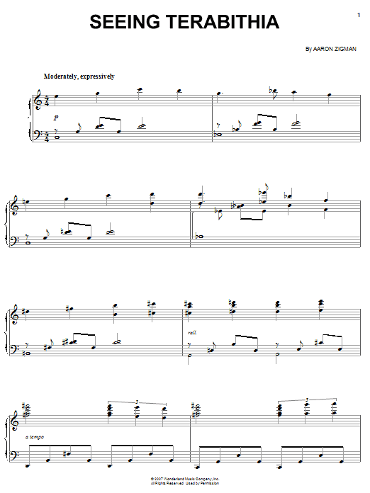 Seeing Terabithia (Piano Solo) von Aaron Zigman