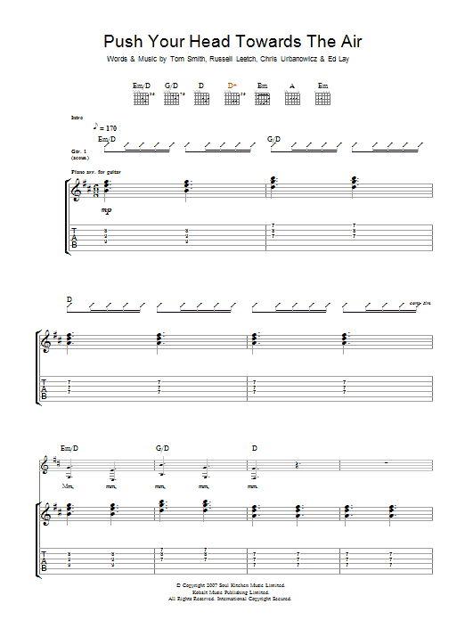 Push Your Head Towards The Air (Guitar Tab) von Editors