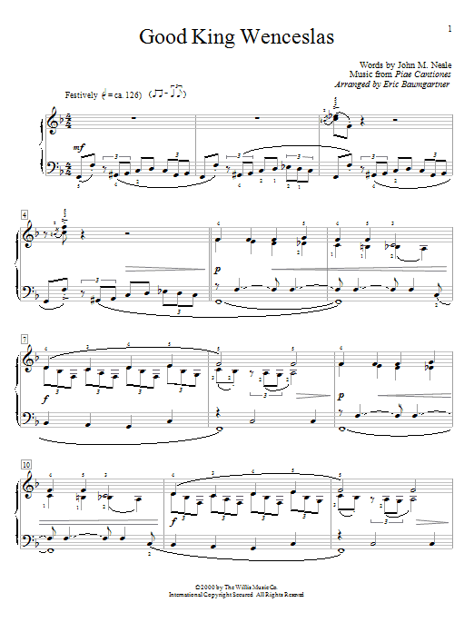 Good King Wenceslas [Jazz version] (arr. Eric Baumgartner) (Educational Piano) von John M. Neale