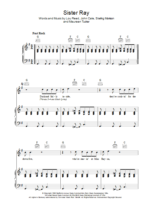 Sister Ray (Piano, Vocal & Guitar Chords) von The Velvet Underground