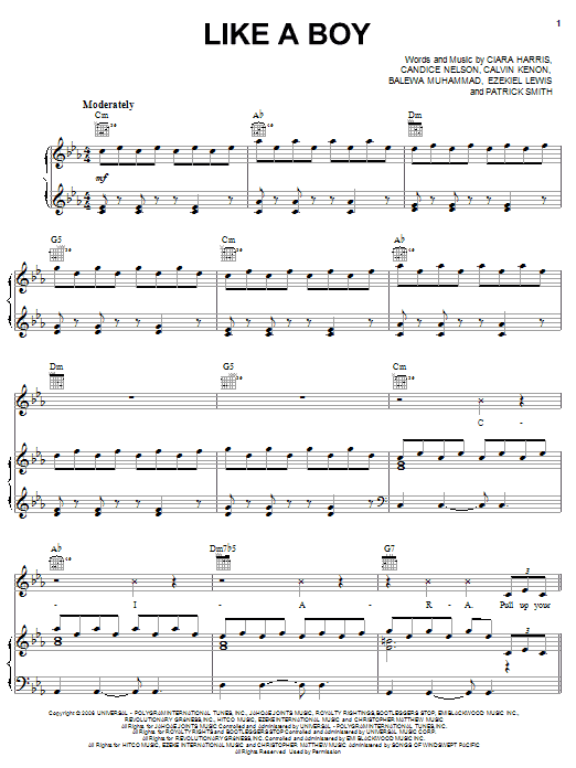 Like A Boy (Piano, Vocal & Guitar Chords (Right-Hand Melody)) von Ciara