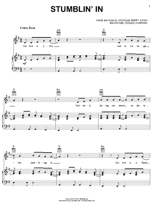 Stumblin' In (Piano, Vocal & Guitar Chords (Right-Hand Melody)) von Suzi Quatro