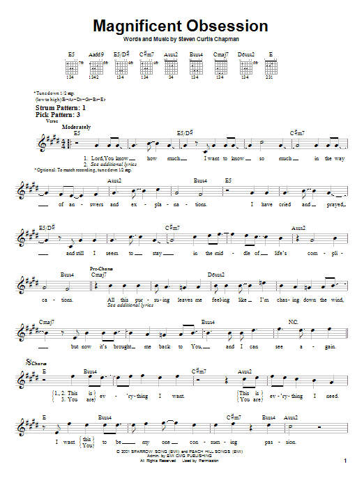 Magnificent Obsession (Easy Guitar) von Steven Curtis Chapman