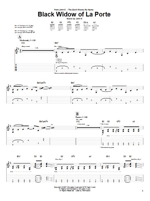 Black Widow Of La Porte (Guitar Tab) von John 5