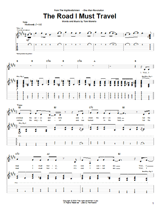 The Road I Must Travel (Guitar Tab) von The Nightwatchman