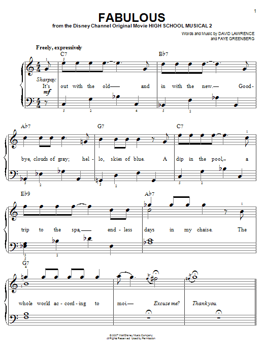 Fabulous (Easy Piano) von High School Musical 2