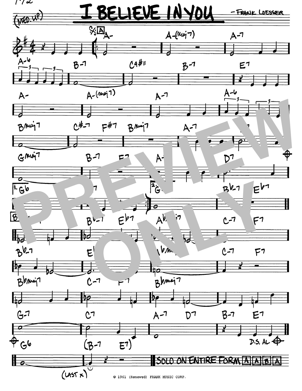 I Believe In You (Real Book  Melody & Chords  C Instruments) von Frank Loesser