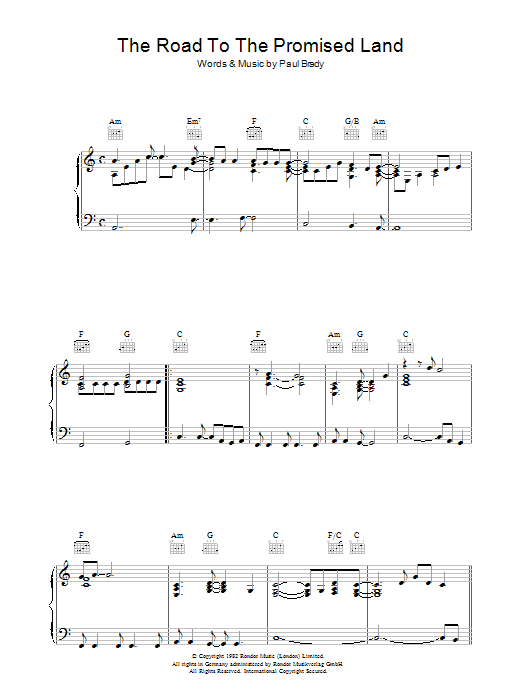 The Road To The Promised Land (Piano, Vocal & Guitar Chords) von Paul Brady