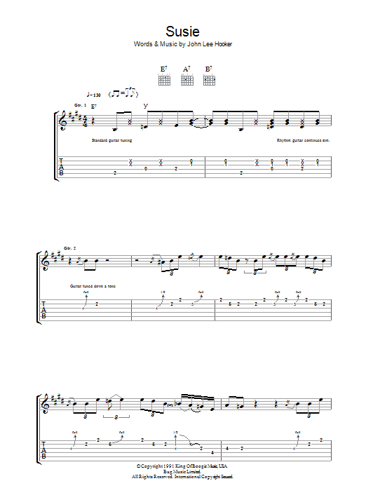 Susie (Guitar Tab) von John Lee Hooker