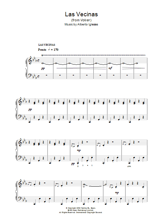 Las Vecinas (from Volver) (Piano Solo) von Alberto Iglesias
